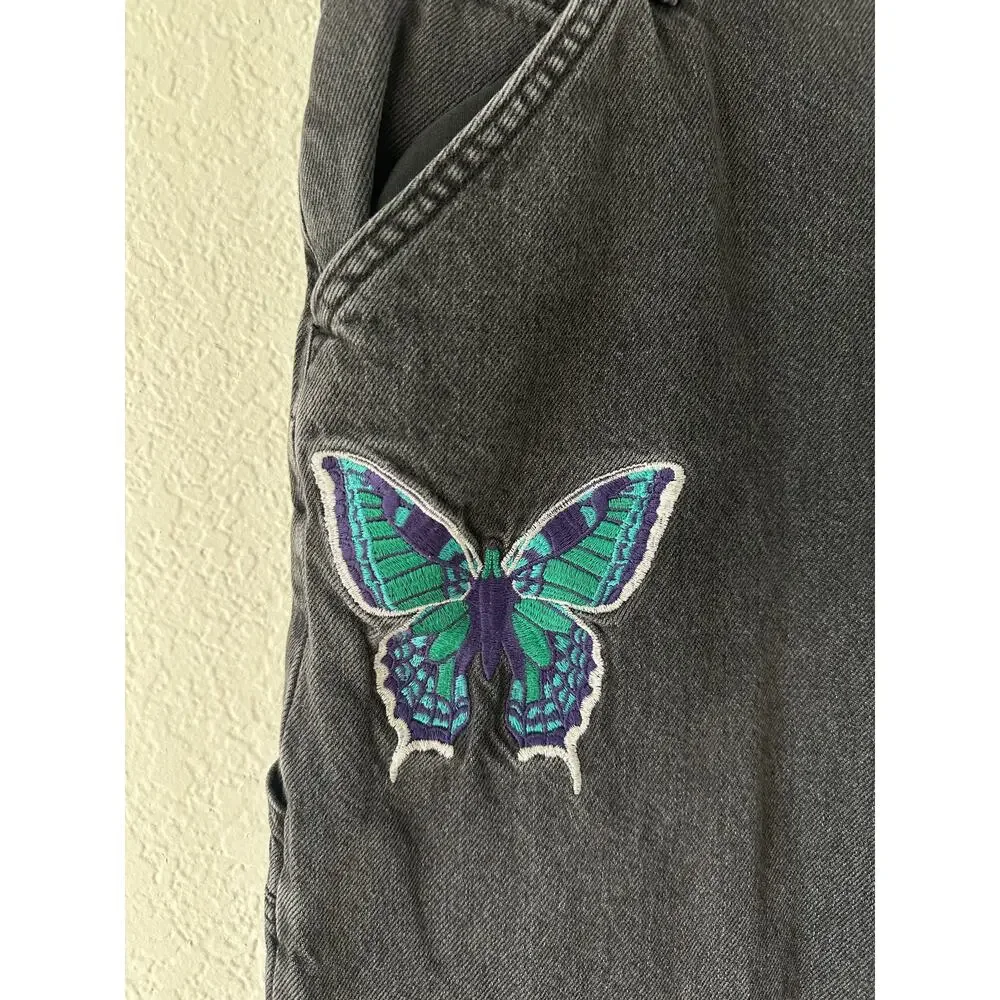 Butterfly Embroidered Skate Carpenter Jeans Wearable Art 34x32